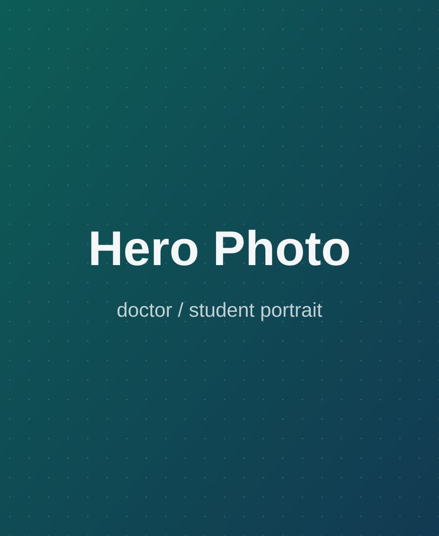 Aspiring doctor in a white coat holding a notebook